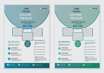 Vacation travel flyer design template.
 flyer design & brochure cover page template for travel  agency