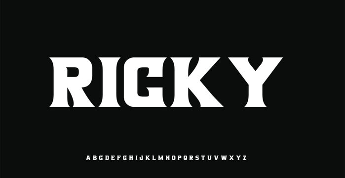 Ricky elegant , Abstract technology science alphabet lowercase font. digital space typography vector illustration design	