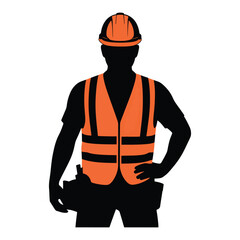 Construction Worker with Safety Vest and Helmet - Industrial Worker Design