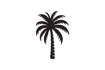 Obraz premium Minimalist palm tree silhouette vector isolated outline icon on white background 