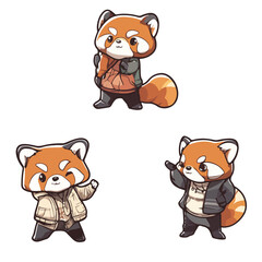 Naklejka premium Little panda, animal, vector, transparent background, red panda, ailurus fulgens, ailurus, various