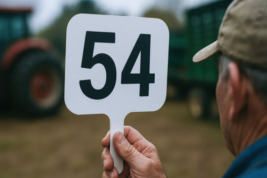 person holds sign with number 54 during event that reflects great challenges of depression era