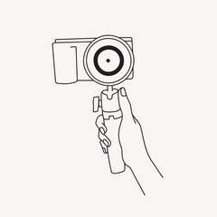 Digital camera line art vector