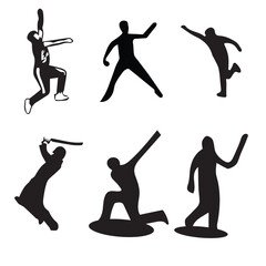guitar player silhouette vector, male cricket player silhouette. 