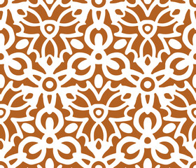 Seamless pattern with stylized ethnic pattern. Hand-drawn illustration. Vector