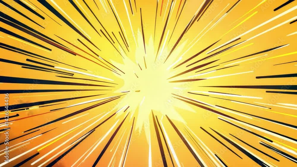 Poster dynamic yellow burst with radiating lines and energetic vibes for background and design use
