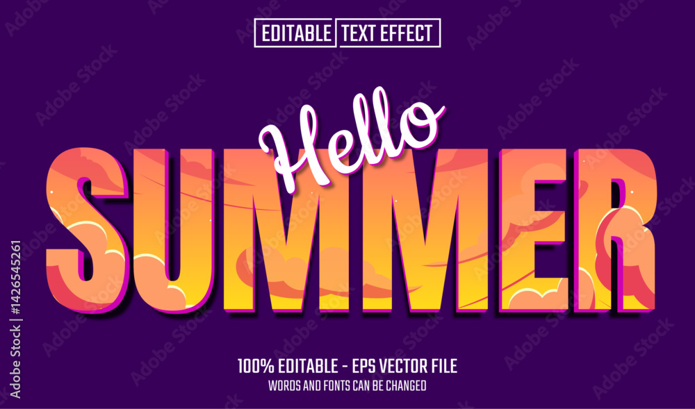 Poster hello summer editable text effect