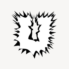 U letter, white abstract English alphabet vector