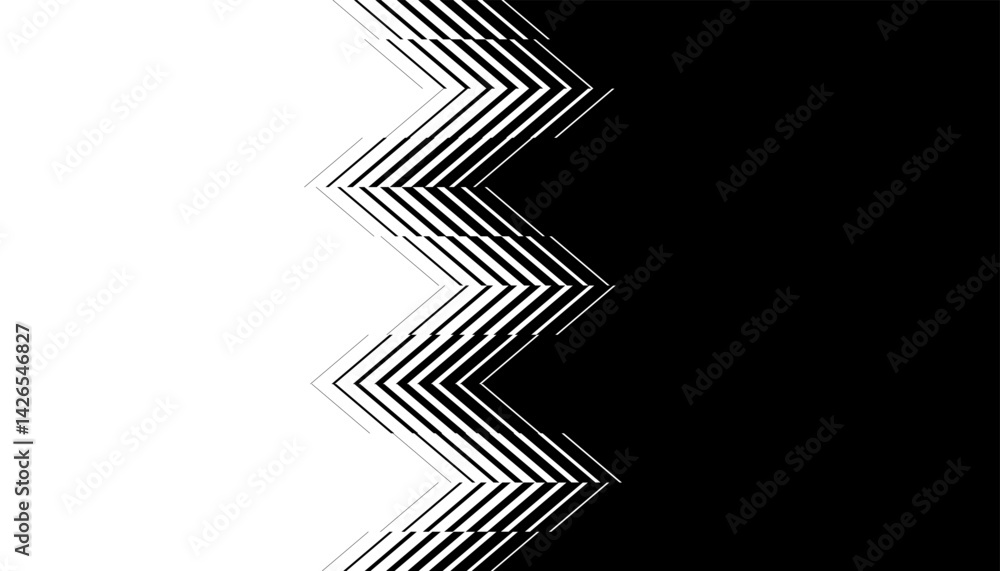 Poster black and white geometric transition pattern with sharp arrows shape. for sporty background and jers