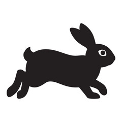 Silhouette of a Rabbit Running - Fast Animal Illustration