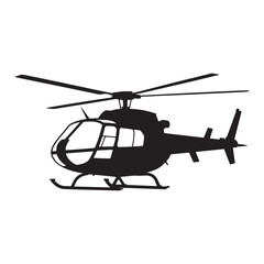 Fototapeta premium Helicopter in Flight - Aerial Transport Silhouette Illustration