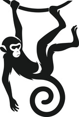Fototapeta premium Monkey hanging animal vector silhouette
