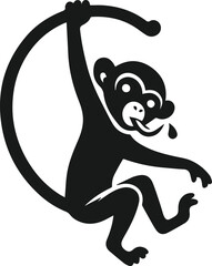 Monkey hanging animal vector silhouette
