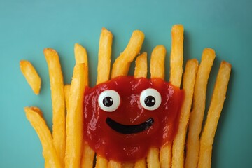 French fries with ketchup.