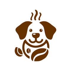dog logo with coffee theme on clean white background