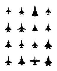 vector fighter jet military aircraft silhouette set collection