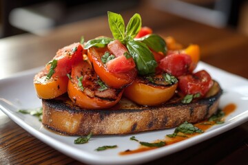 Bruschetta with tomatoes and basil.