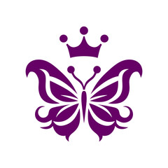 purple butterfly theme beauty logo with clean white background