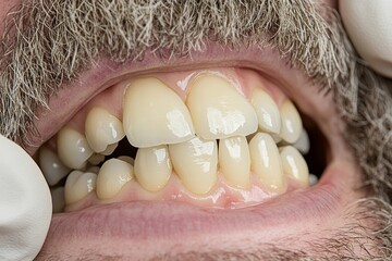 Obraz premium A significant space between the front teeth or incisors, also known as diastema, or teeth that are cracked or chipped