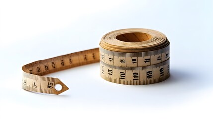 Vintage Tape Measure White Background.