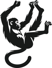 Monkey hanging animal vector silhouette