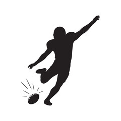 Football Player Kicking Ball Silhouette, Vector Illustration