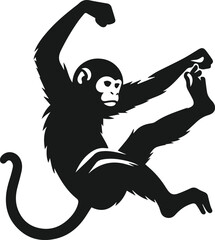 Monkey hanging animal vector silhouette
