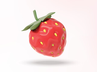 Strawberry 3D Icon. Strawberry isolated Realistic Vector 3d Render illustration.