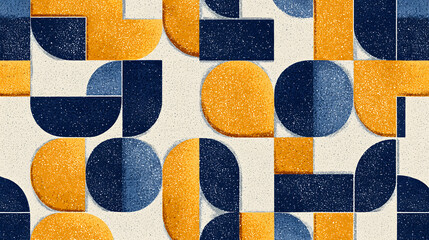 shapes such as circles and triangles painted in bold colors, overlapping and blending into each other on a light gray surface 