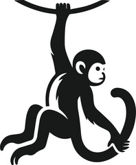 Monkey hanging animal vector silhouette