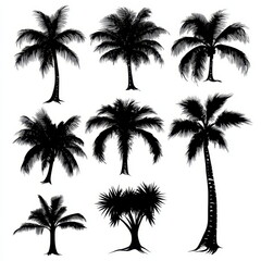 Collection of Black and White Palm Trees