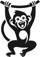 Monkey hanging animal vector silhouette