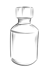 Elegant perfume bottle hand-drawn isolated vector illustration perfect for printable adult coloring pages and luxury cosmetic packaging design.