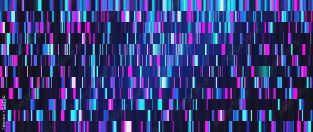 Aufkleber geometric futuristic digital pattern with flat neon shimmering lines. many thin colorful stripes in 