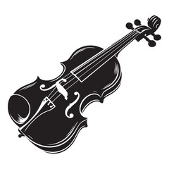 Obraz premium Soft-toned Violin silhouette, calm and graceful sound – Violin illustration – Minimalist Violin vector – Musical instrument silhouette