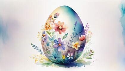 Osterei dekoriert mit bunten Blumen