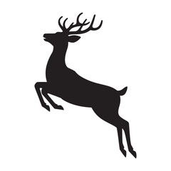 Deer Leaping Silhouette, Wildlife and Nature Vector