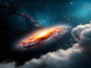 Obraz premium Stunning cosmic landscape of a galaxy nebula in deep space