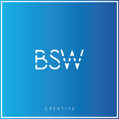 BSW Creative Minimal monogram and logo. Elegant leaves. Modern design. Premium Vector latter logo design. Creative Logo. Vector Illustration logo. letters Logo. Brand Identity  Logo.  Company Logo.