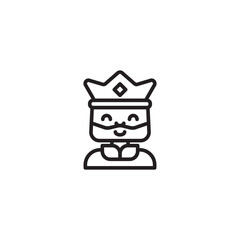 A cheerful, minimalist line art illustration of a king wearing a crown.