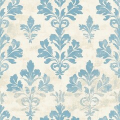 Fototapeta premium A pattern of blue leaves with a Parisian flair, creating a sophisticated design.