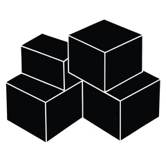 isolated Black vector concrete blocks WIith White Background