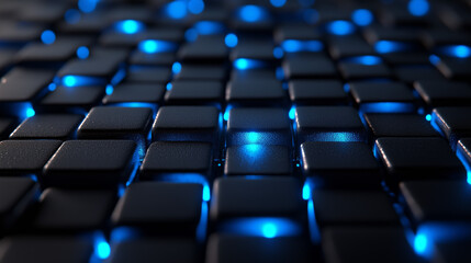 Fototapeta premium Abstract Geometric Surface with Blue Illumination Creating a Futuristic Pattern in a Dark Environment