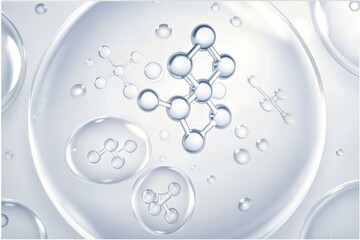 Cosmetic Moisturizer with Water Molecule and DNA – 3D Rendering of Liquid Essence and Skincare Innovation

