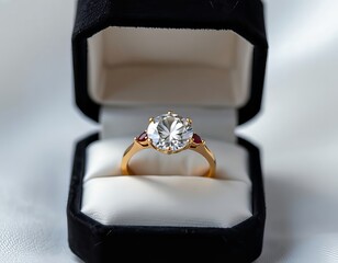 caja abierta con anillo de diamantes