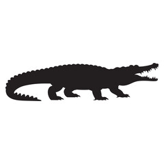 Alligator Silhouette, Wild Animal Vector Illustration