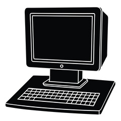 Fototapeta premium isolated Black vector desktop computer WIith White Background