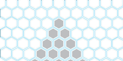 Fototapeta premium Seamless geometric pattern with blue triangles and flowers in a hexagonal honeycomb design