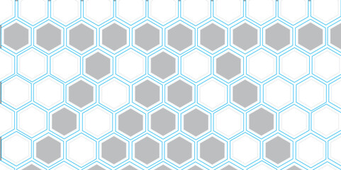 Fototapeta premium Seamless geometric pattern with blue flowers and honeycomb design