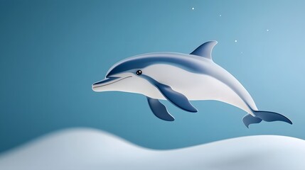 Graceful dolphin swimming in the deep blue ocean
